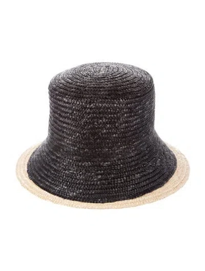 Pre-owned Eugenia Kim Black Whipstitch Fedora W, Beige Bottom Hat W/tags