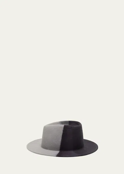 Eugenia Kim Blaine Color Block Wool Fedora In Gray Charcoal