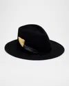 Eugenia Kim Blaine Feather Trim Wool Fedora In Black