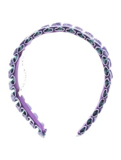 Pre-owned Eugenia Kim Blue Pattern Printed Sparkle Felt Headband In Purple