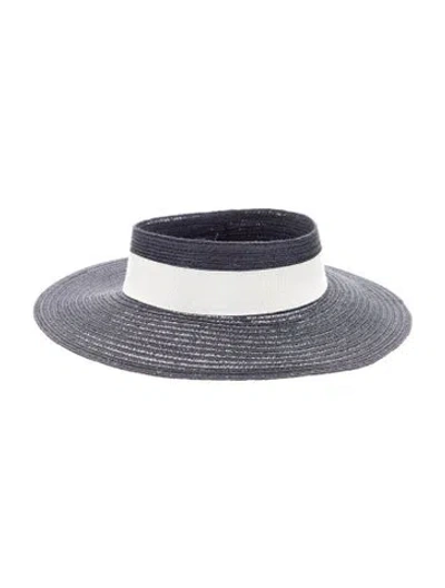 Pre-owned Eugenia Kim Blue Raffia  Round-brim Visor Hat W/tags