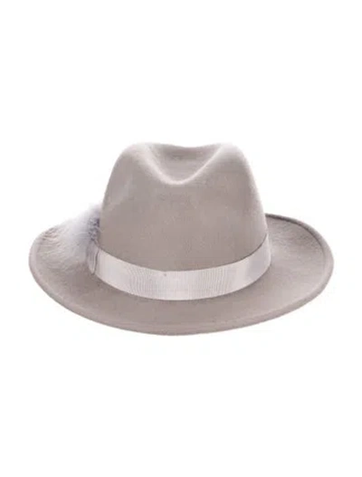 Pre-owned Eugenia Kim Brimmed Feathered Accent Hat In Neutrals