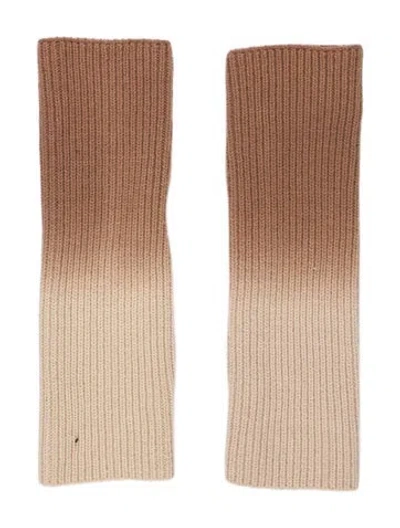 Pre-owned Eugenia Kim Brown Pattern Printed Dip Dye Wool Fingerless Gloves  W/tags