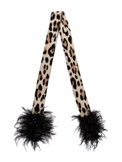 Pre-owned Eugenia Kim Cashmere Animal Print Scarf In Black