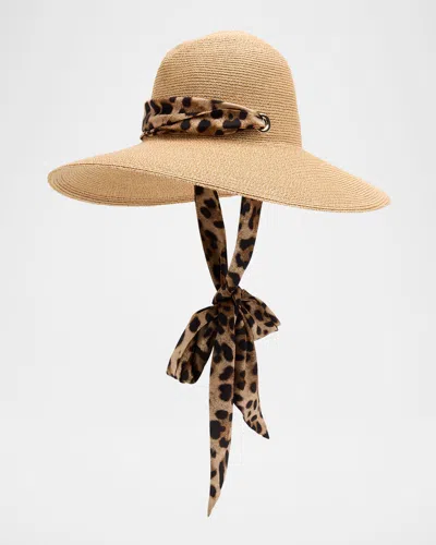 Eugenia Kim Cassidy Paper Hat W/ Scarf In Sand