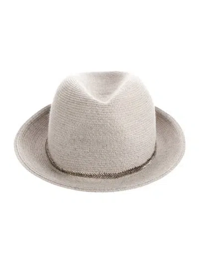 Pre-owned Eugenia Kim Cotton Blend Fedora Hat In Grey