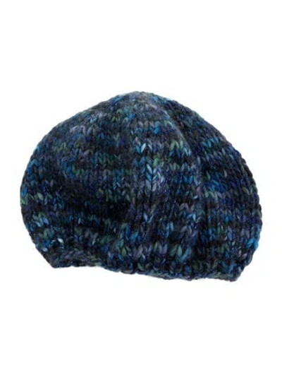 Pre-owned Eugenia Kim Crochet Knit Beret In Blue