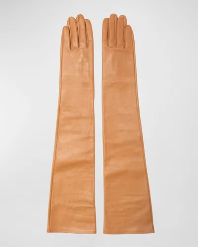 Eugenia Kim Cruella Brown Leather Opera Gloves In Camel