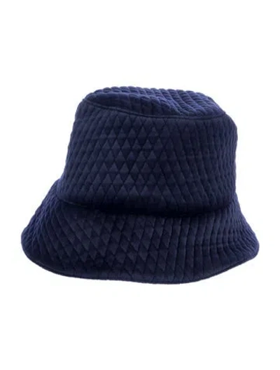Pre-owned Eugenia Kim Diamond Pattern Stitched Bucket Hat In Blue