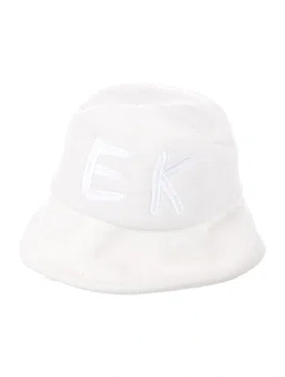 Pre-owned Eugenia Kim Embroidered White Wool Bucket Hat
