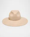 Eugenia Kim Emmanuelle Feather Trim Wool Fedora In Sand