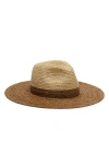 Eugenia Kim Emmanuelle Wide Brim Raffia Fedora In Natural/ Chocolate