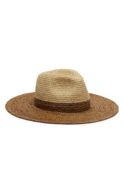 Eugenia Kim Emmanuelle Wide Brim Raffia Fedora In Natural/ Chocolate
