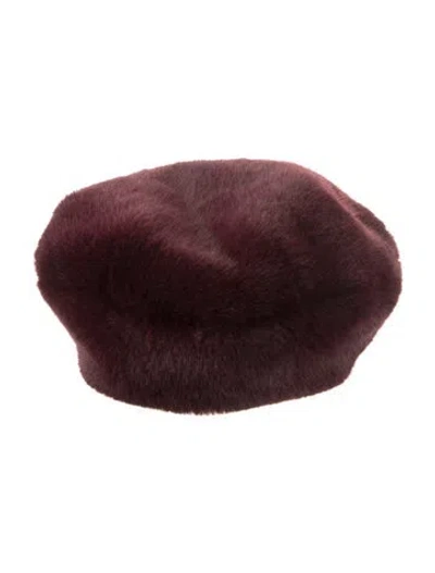 Pre-owned Eugenia Kim Faux Fur Beret Hat W/tags In Burgundy