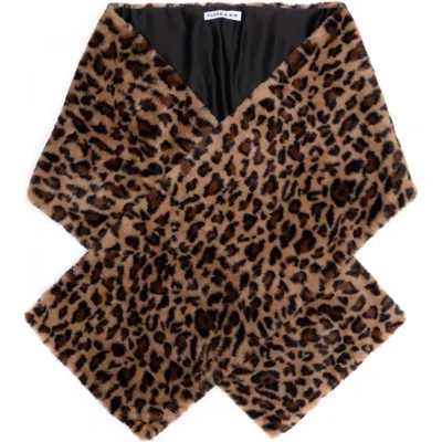 Eugenia Kim Faux Fur Leopard Print Stole In Camel/brown