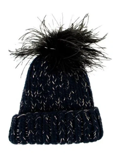 Pre-owned Eugenia Kim Feather-trimmed Beanie