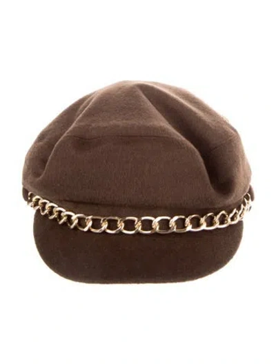 Pre-owned Eugenia Kim Felt Chain-link Newsboy Hat W/ Tags In Brown