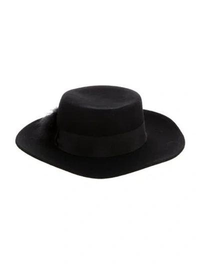 Pre-owned Eugenia Kim Flat Top Hat In Black