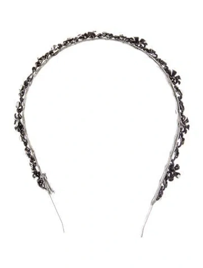 Pre-owned Eugenia Kim Floral Pattern Crystal Embellished Headband In Silver
