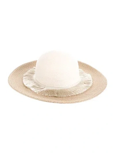 Pre-owned Eugenia Kim Fringe Embellished Sun Hat W/tags In Neutrals
