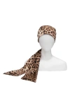 EUGENIA KIM GIGI LEOPARD PRINT SATIN HEADSCARF