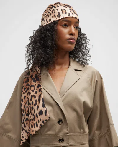 EUGENIA KIM GIGI LEOPARD-PRINT SATIN HEADSCARF
