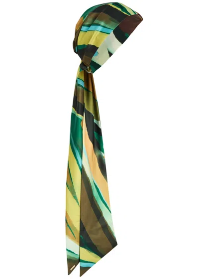 Eugenia Kim Gigi Printed Satin Headscarf In Green