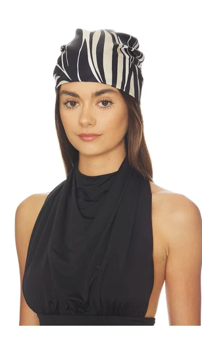 Eugenia Kim Gigi Wave-printed Satin Scarf In Black