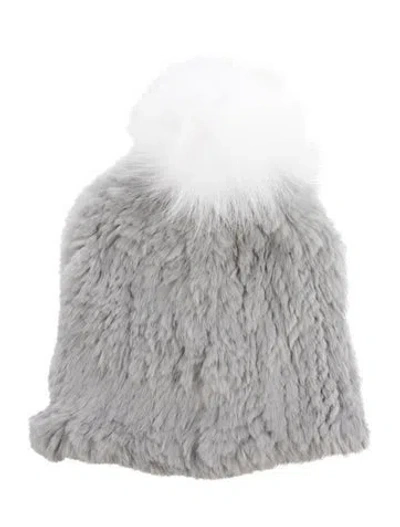 Pre-owned Eugenia Kim Grey Rabbit Pom Beanie W/ Tags In Gray