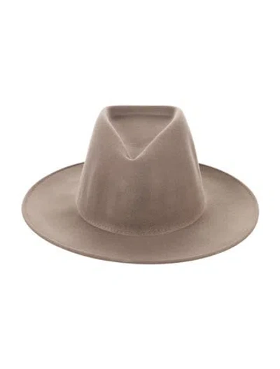 Pre-owned Eugenia Kim Grey Suede Felt Fedora Hat W/tags In Gray