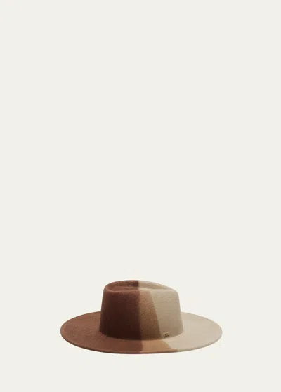Eugenia Kim Harlowe Color Block Felt Fedora In Beige Camel Brown