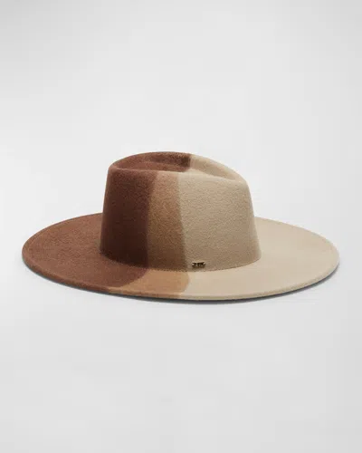 Eugenia Kim Harlowe Color Block Felt Fedora In Beige Camel Brown