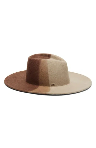 Eugenia Kim Harlowe Colorblock Wool Fedora In Beige/camel/brown