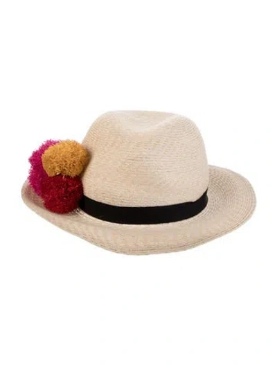 Pre-owned Eugenia Kim Hemp Blend Fedora Hat In Neutral