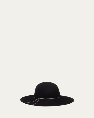 Eugenia Kim Honey Chain-trimmed Wool Felt Fedora In Black