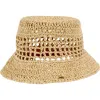 Eugenia Kim Jonah Crochet Straw Bucket Hat In Brown