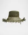Eugenia Kim Jonah Frayed Raffia Bucket Hat In Green
