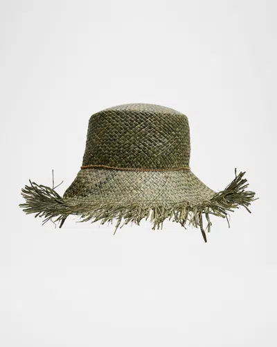 Eugenia Kim Jonah Frayed Raffia Bucket Hat In Green