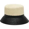 Eugenia Kim Jonah Two-tone Raffia Bucket Hat In Ivory/ Black