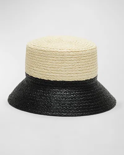 Eugenia Kim Jonah Two-tone Raffia Bucket Hat In Ivory Black