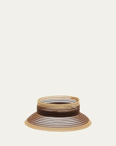 Eugenia Kim Kayla Packable Faux Horsehair Bucket Visor In Brown