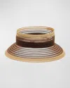 Eugenia Kim Kayla Packable Faux Horsehair Bucket Visor In Chocolate/camel