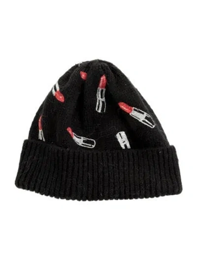 Pre-owned Eugenia Kim Knit Patterned Beanie In Black