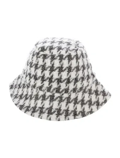 Pre-owned Eugenia Kim Knitted Pattern Print Bucket Hat In White