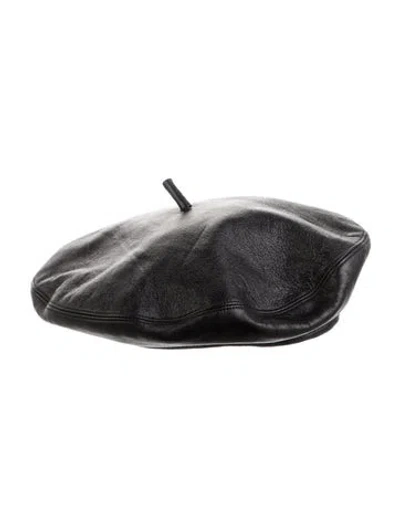 Pre-owned Eugenia Kim Leather Beret Hat In Black