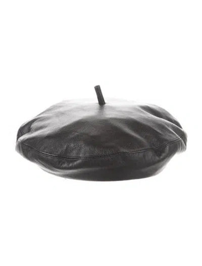 Pre-owned Eugenia Kim Leather Beret Hat W/tags In Black