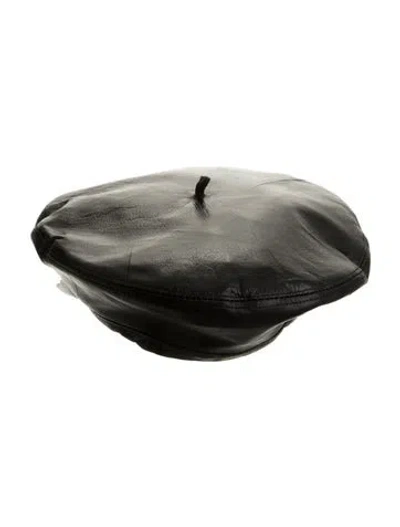 Pre-owned Eugenia Kim Leather Black Beret  W/tags