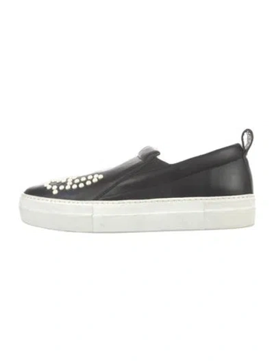 Pre-owned Eugenia Kim Leather Graphic Print Sneakers In Black