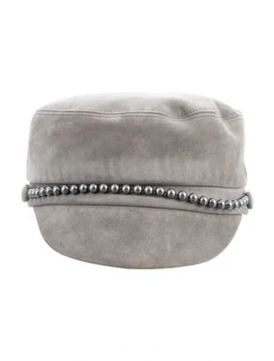Pre-owned Eugenia Kim Leather Newsboy Cap W/tags In Grey