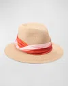 EUGENIA KIM LILLIAN STRAW & SILK SCARF FEDORA